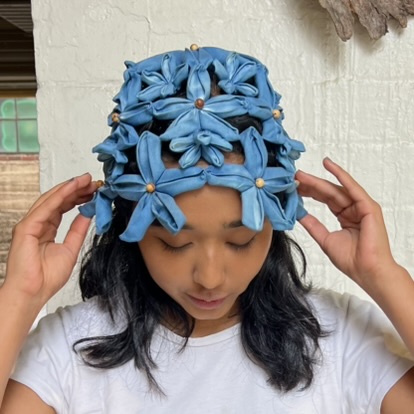 Kanzashi Hat - Indigo Blue